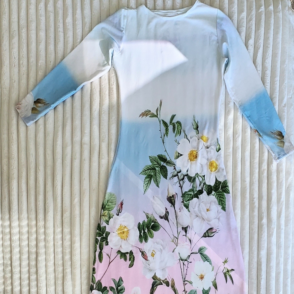 Floral Long Sleeve Cotton Dress - Picture 2 of 3
